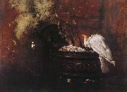 William Merritt Chase Still life and parrot oil on canvas